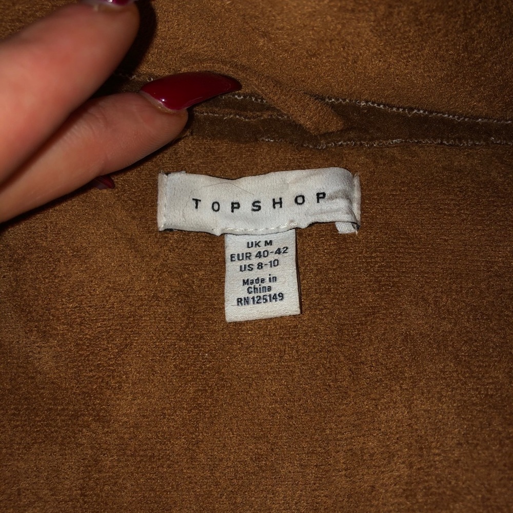 TOP SHOP VINNIE HOODED FAUX SHEARLING JACKET - Picture 4 of 5